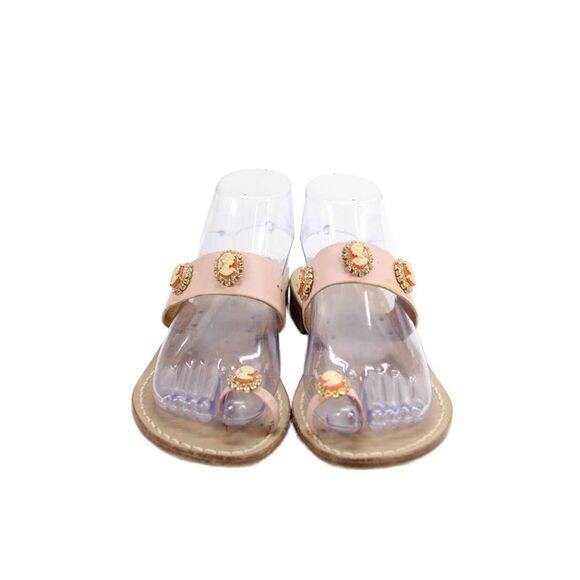 Amedeo Canfora Womens Double Strap Crystal Silhouette Sandals Pink Size 9 - Picture 2 of 5
